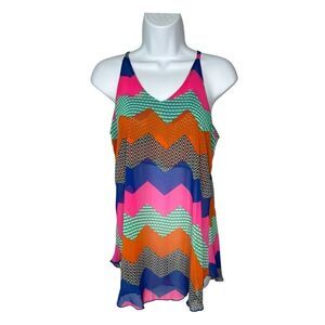 R Rouge Women’s S Spaghetti Strap Sheer Chevron Top